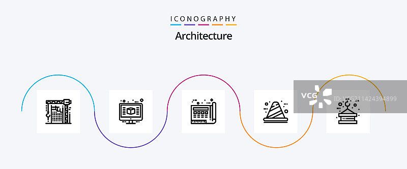 建筑线条5图标包，包含圆锥图片素材