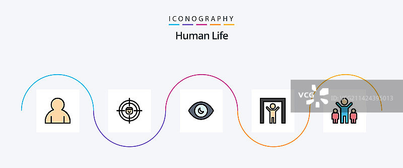 人类线性填充扁平风格5图标包图片素材