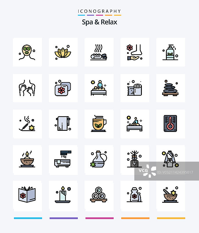 创意水疗和放松25线条填充图标包图片素材