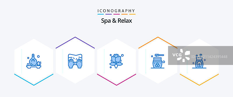 SPA和放松蓝色图标包，含火焰等25个图片素材