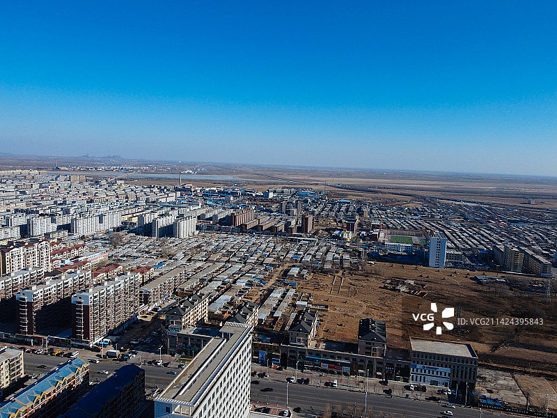 凌海市 地标 航拍 九华山公园 慈海寺 人民路图片素材