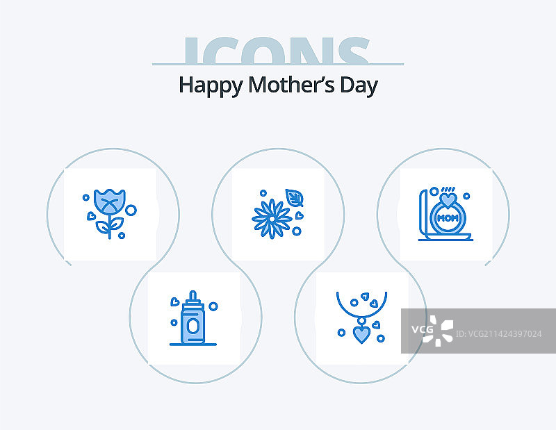 母亲节蓝色图标包，共5个图标设计图片素材