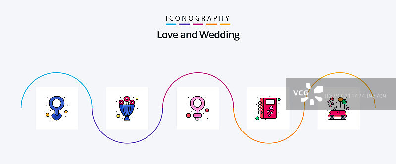 婚礼线性填充扁平5图标包图片素材