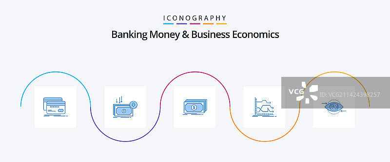 银行业金融经济蓝色5图标图片素材