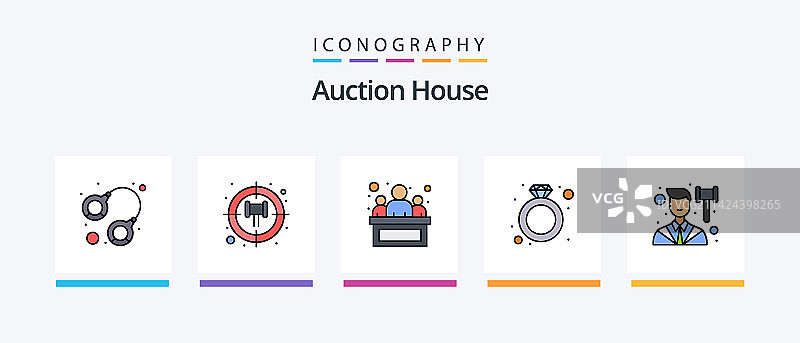 拍卖线性填充5图标包，含盾牌图片素材