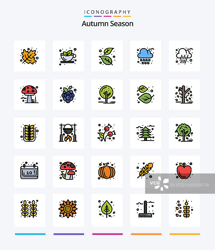 创意秋季25线条填充图标包图片素材