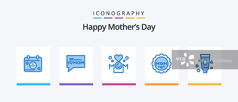 母亲节蓝色图标套装图片素材