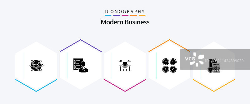 现代商务25个字形图标包图片素材