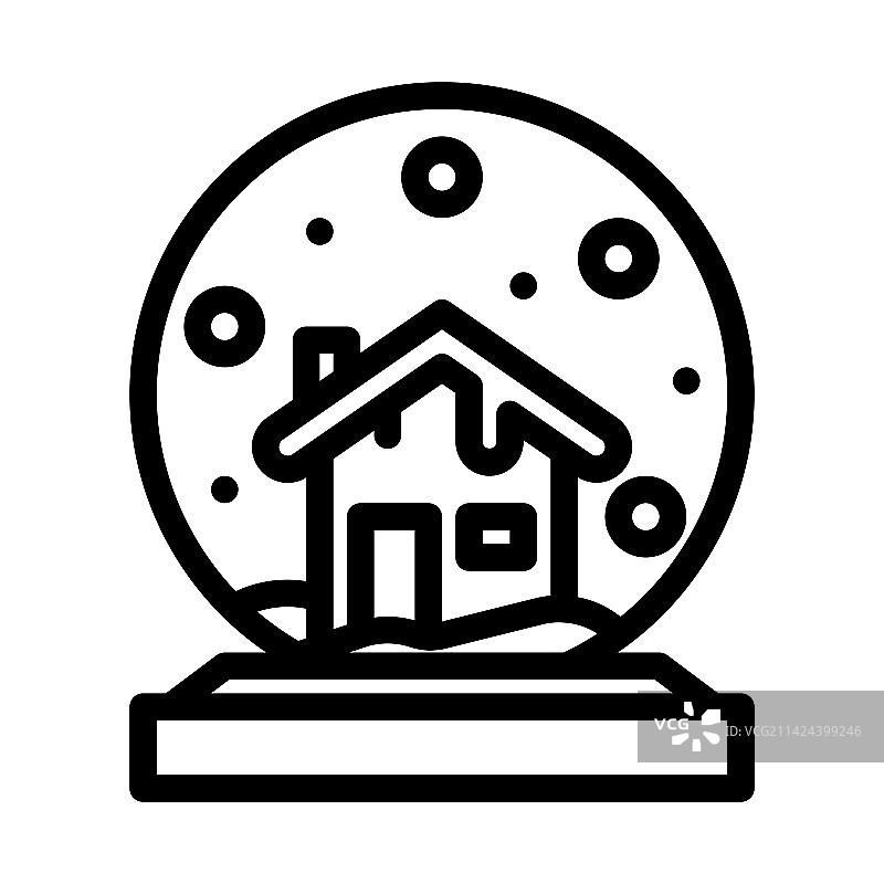 轮廓风格雪花玻璃球图标图片素材