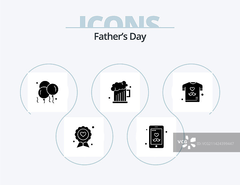 父亲节字形图标包，5个图标设计图片素材
