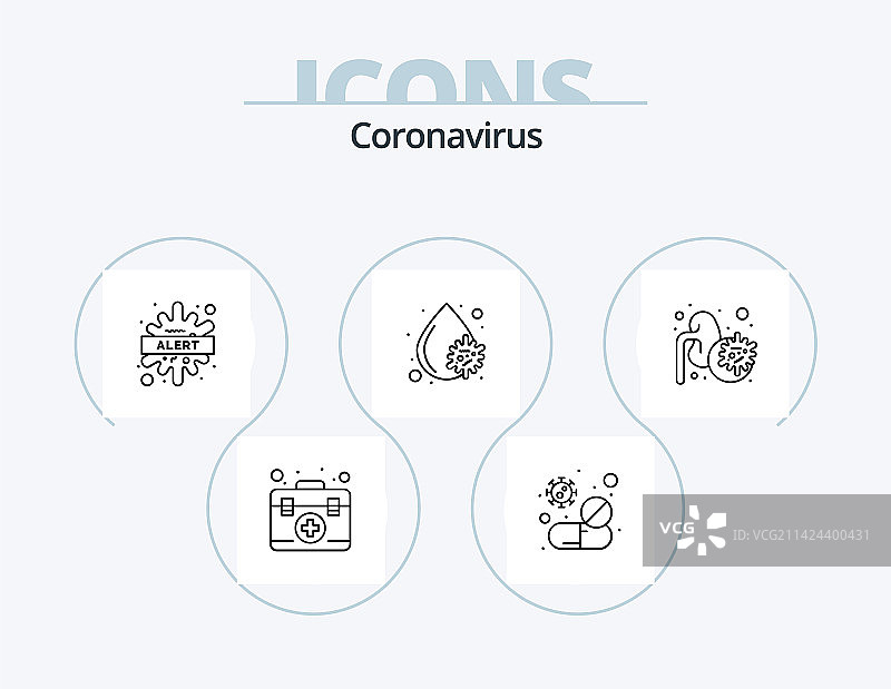 新冠病毒线性图标包，手绘风格图片素材