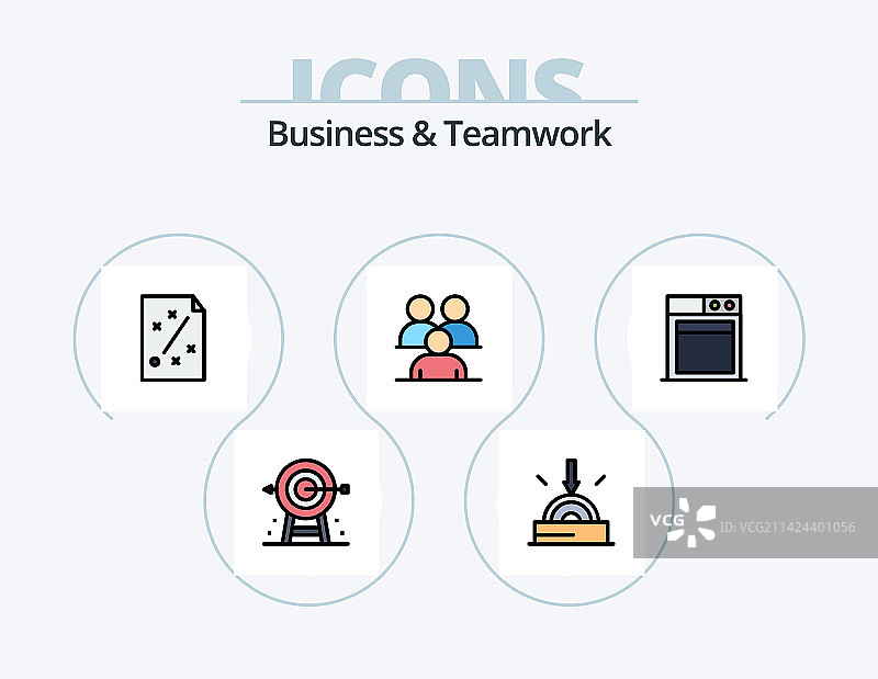 商业与团队合作线性填充图标集5图片素材