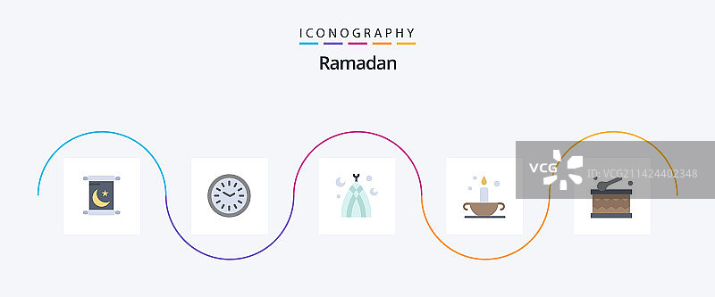 斋月扁平5图标包，含节日灯笼图片素材