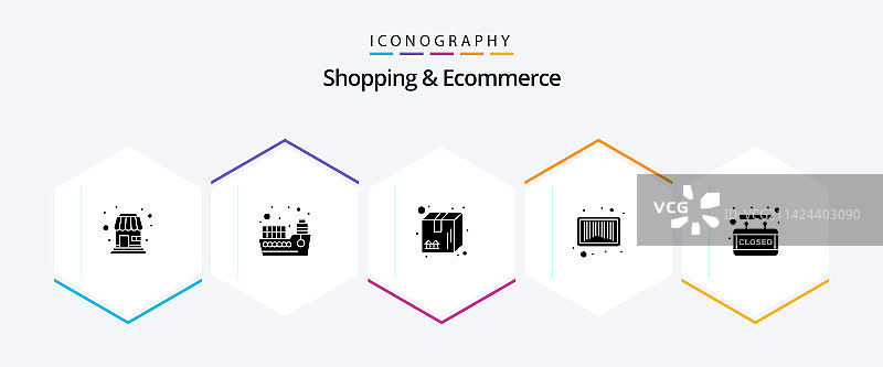 购物和电子商务图标包（25个）图片素材