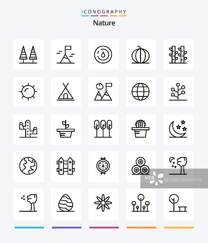 创意自然轮廓图标包（25个，如树木）图片素材