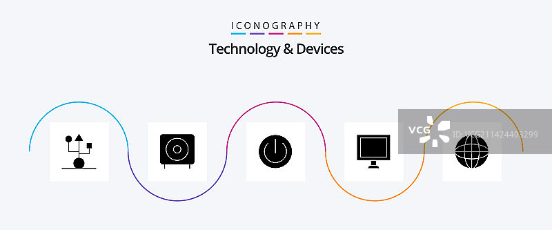 设备字形5图标包，包括屏幕图片素材