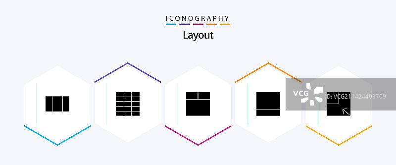 包含视图的25个字形图标布局图片素材