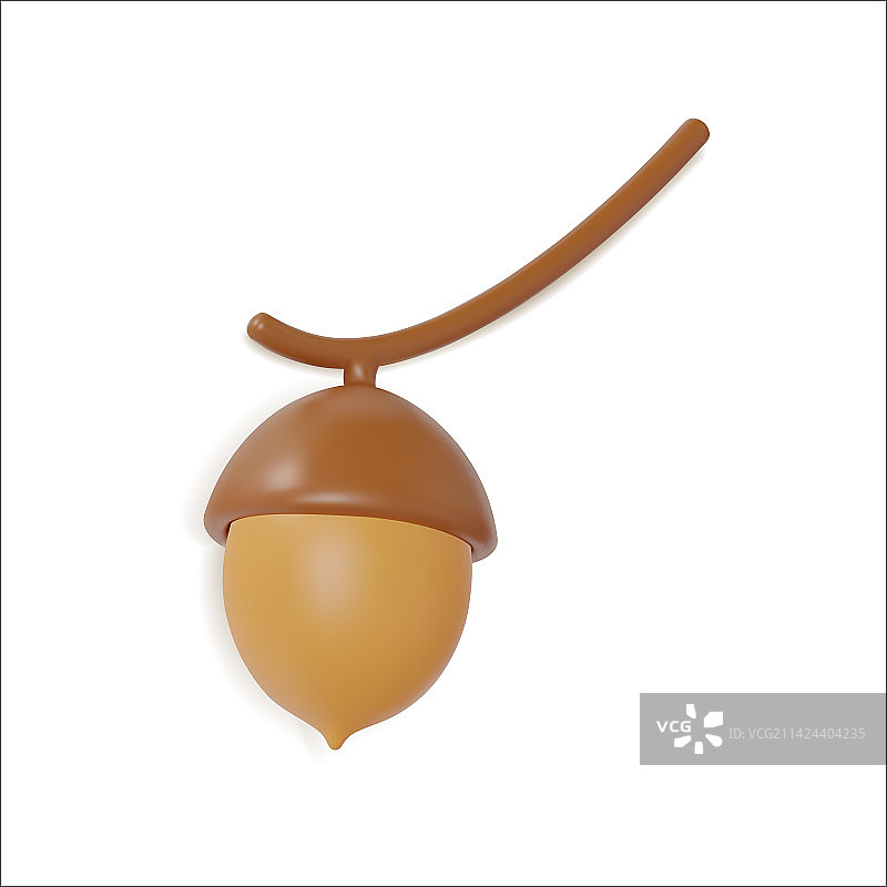 橡皮泥卡通风格的树枝上的3D橡子图片素材