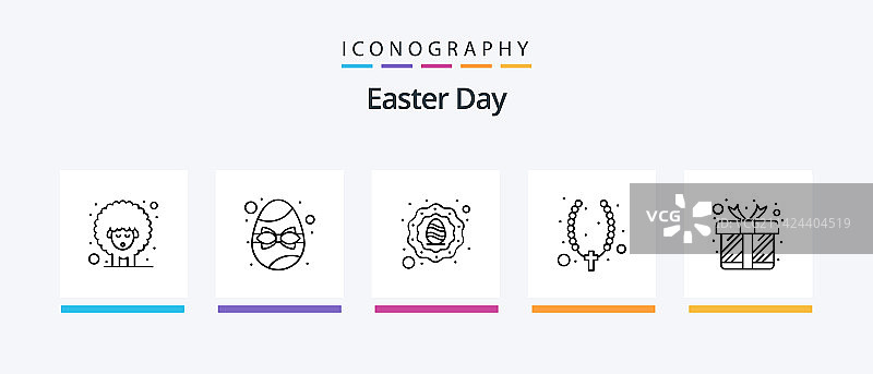 包含气球假期的复活节线条5图标包图片素材