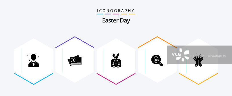 复活节25个字形图标包，含蝴蝶图片素材