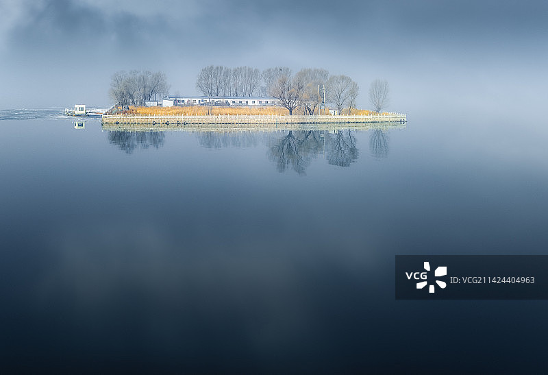 漳泽湖，湖心岛，梦幻，航拍图片素材