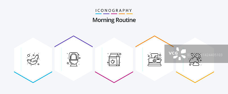 早晨例行事务25线形图标包图片素材