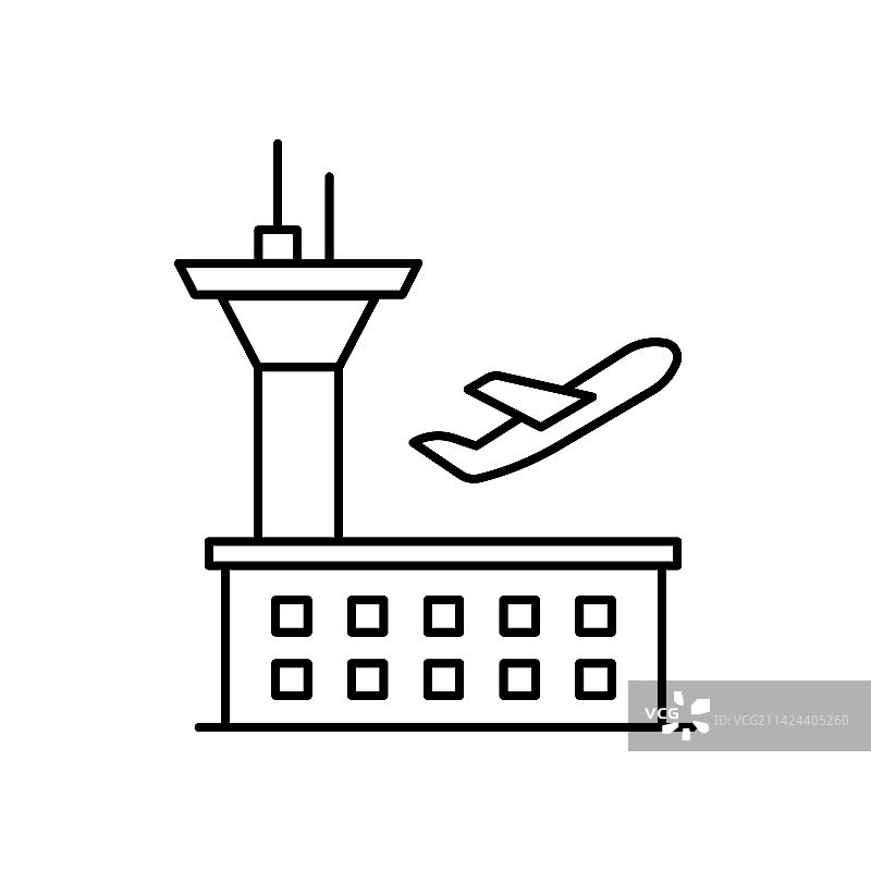 机场建筑黑色细线图标图片素材