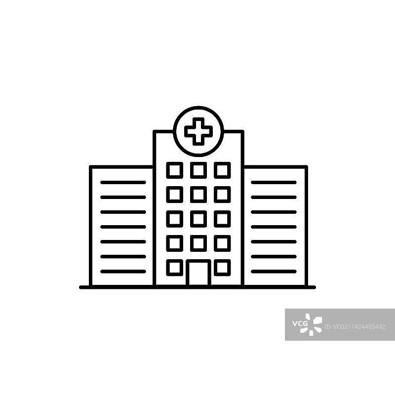 医院建筑黑色细线图标图片素材
