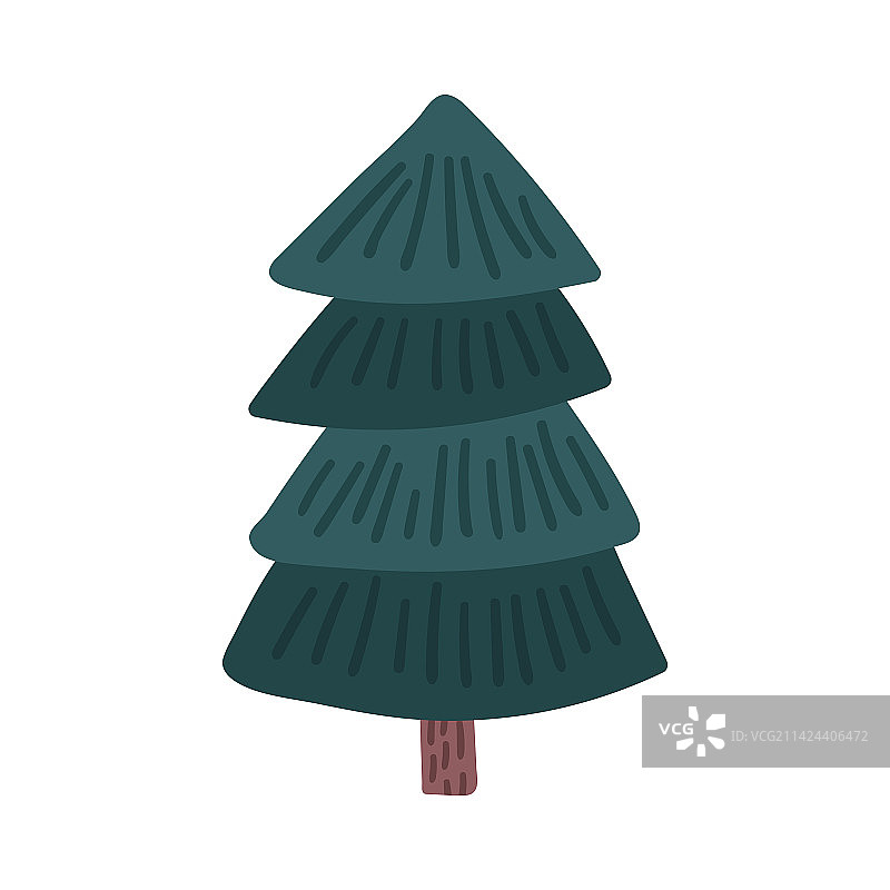 卡通绿色冷杉树图片素材
