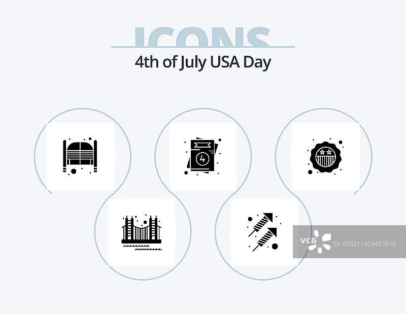 美国图标符号包5个图标设计美国邀请函图片素材