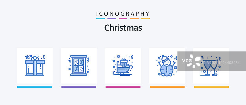 蓝色圣诞节图标包（含圣诞元素）图片素材