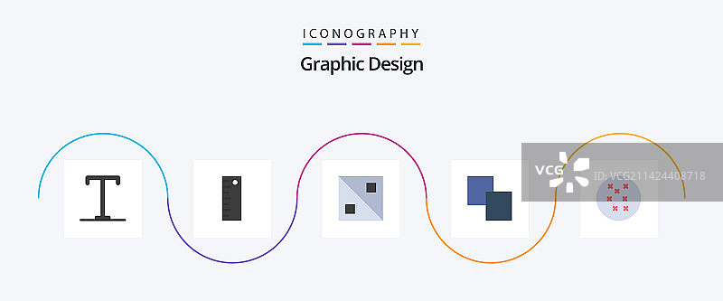 扁平风格5个图标包设计，含线条交叉图片素材