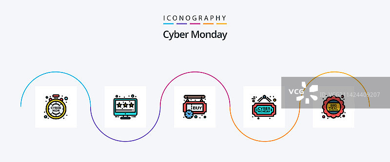 网络星期一线填平5个图标包图片素材