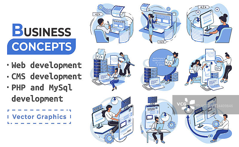 网站架构概念Web开发图片素材