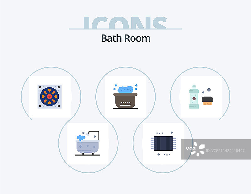 浴室扁平图标包5图标设计，沐浴图片素材