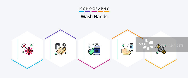 洗手 25 填充线图标包图片素材
