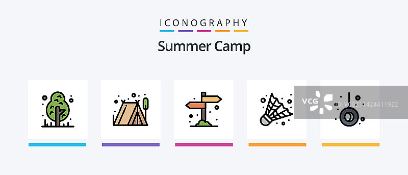 夏季露营地填充式图标（5个装）图片素材