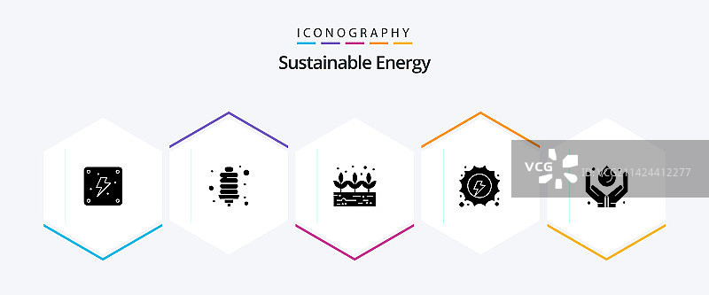 可持续能源字形图标包图片素材