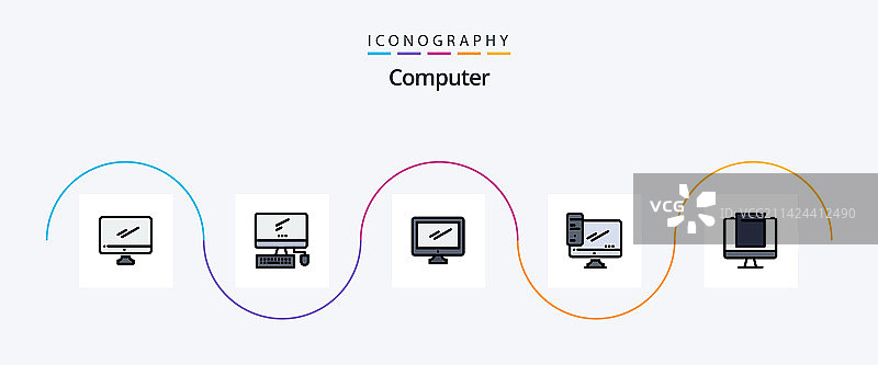 包含的电脑线性填充扁平5图标包图片素材