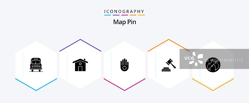 地图图钉25字形图标包，包括手掌图片素材