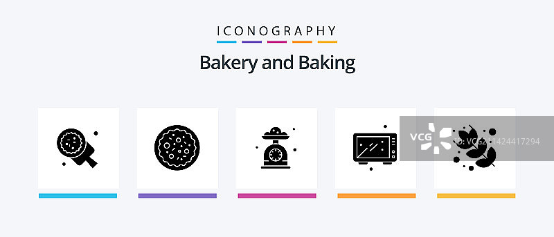 包含食物烘焙的字形图标包图片素材