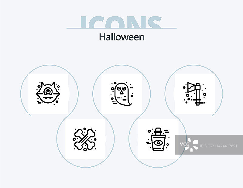 万圣节线性图标包设计图片素材