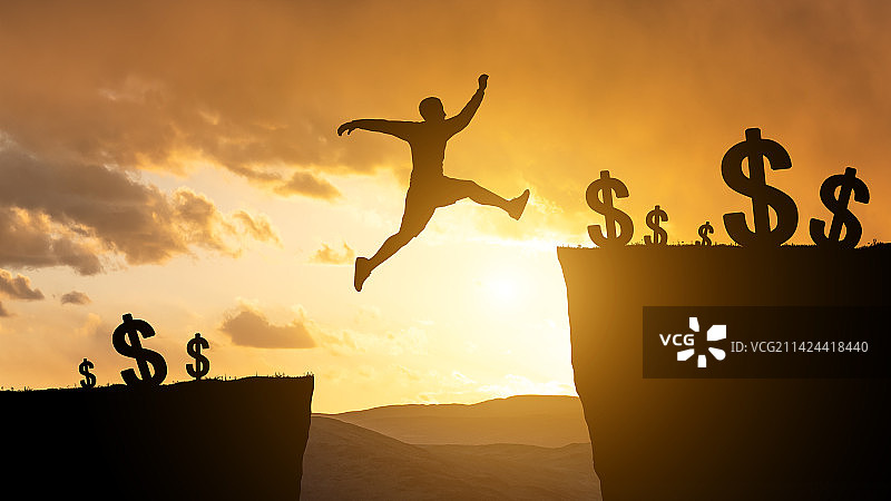 财富增值跳跃图片素材