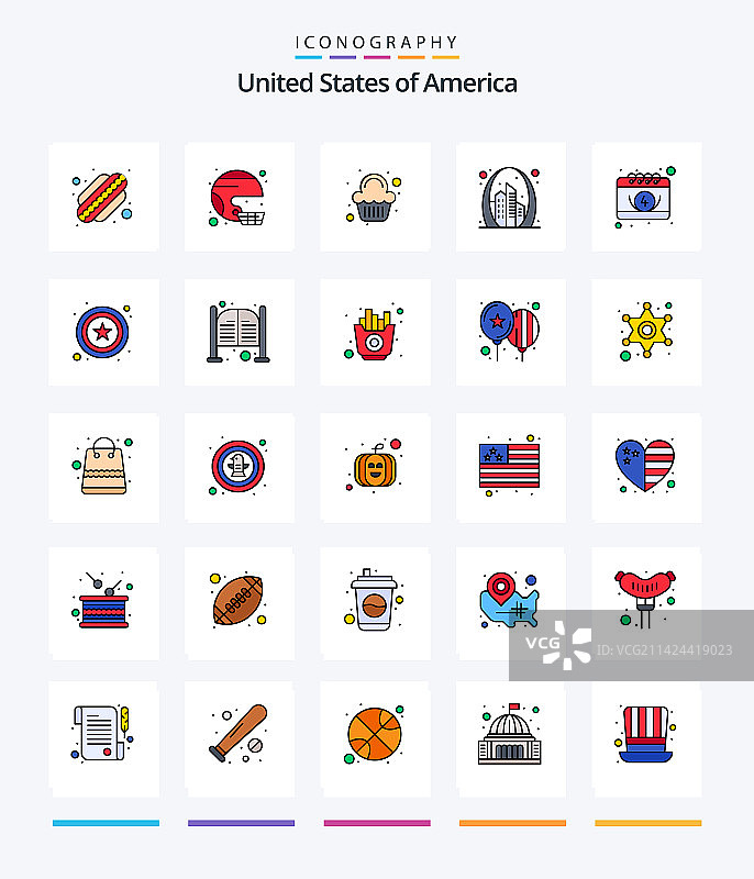 美国线条图标合集图片素材