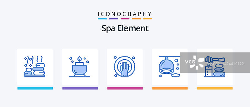 包含SPA的蓝色SPA元素图标包图片素材