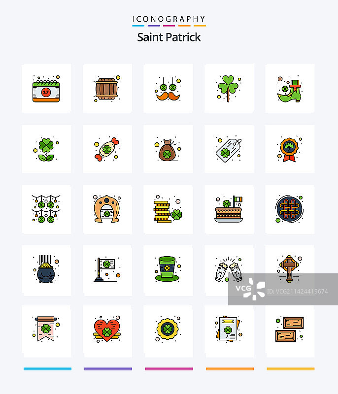 创意圣帕特里克25线条填充图标包图片素材