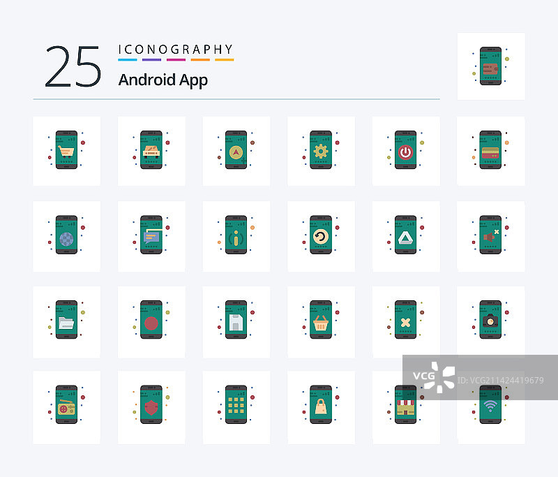 安卓应用25个扁平风格彩色图标包图片素材