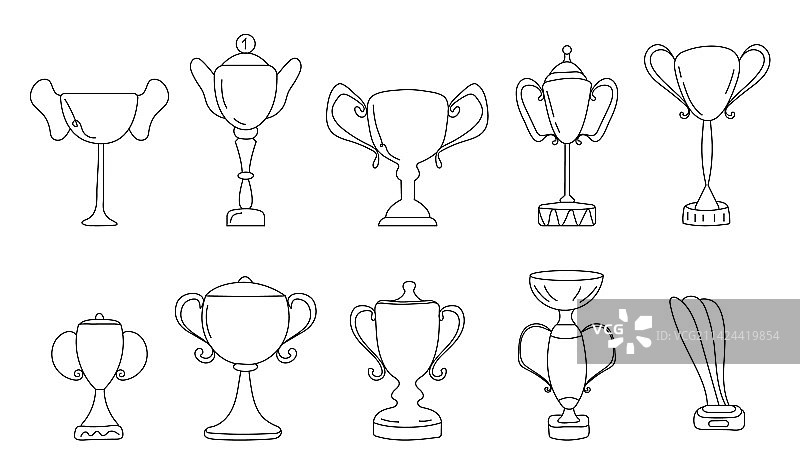 涂鸦风格的优胜者杯图标图片素材
