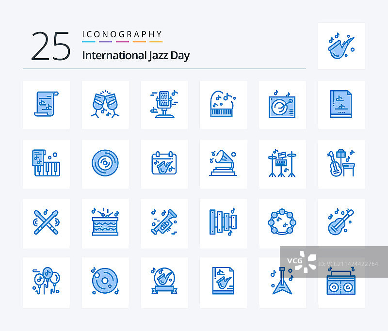 国际爵士乐日蓝色图标包图片素材
