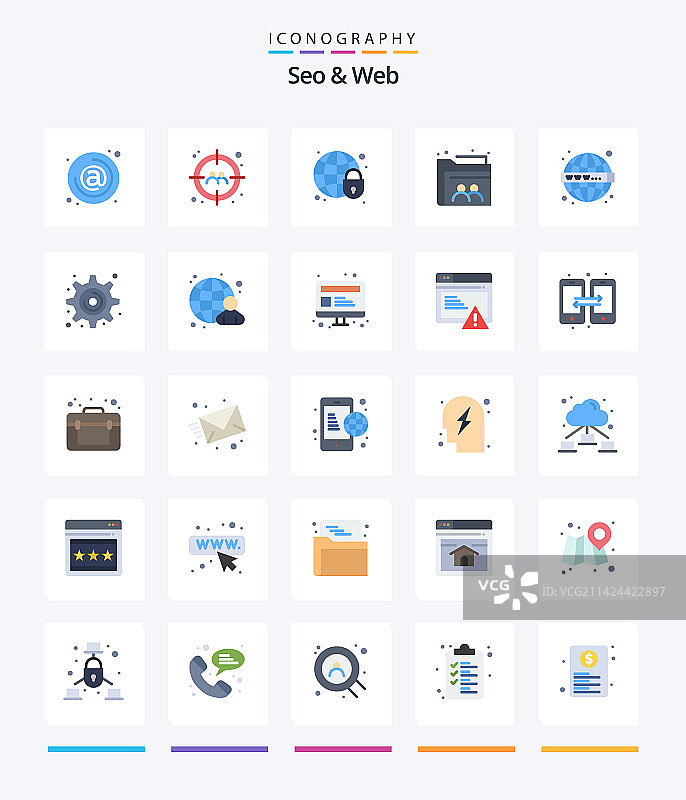 创意SEO网页2.5D扁平图标包（如SEO）图片素材